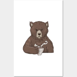 Grumpy Bear with Coffee Morning Grouch Posters and Art